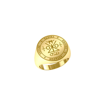 Sigil of the Archangel Raziel Solid Yellow Gold Ring GRI1762